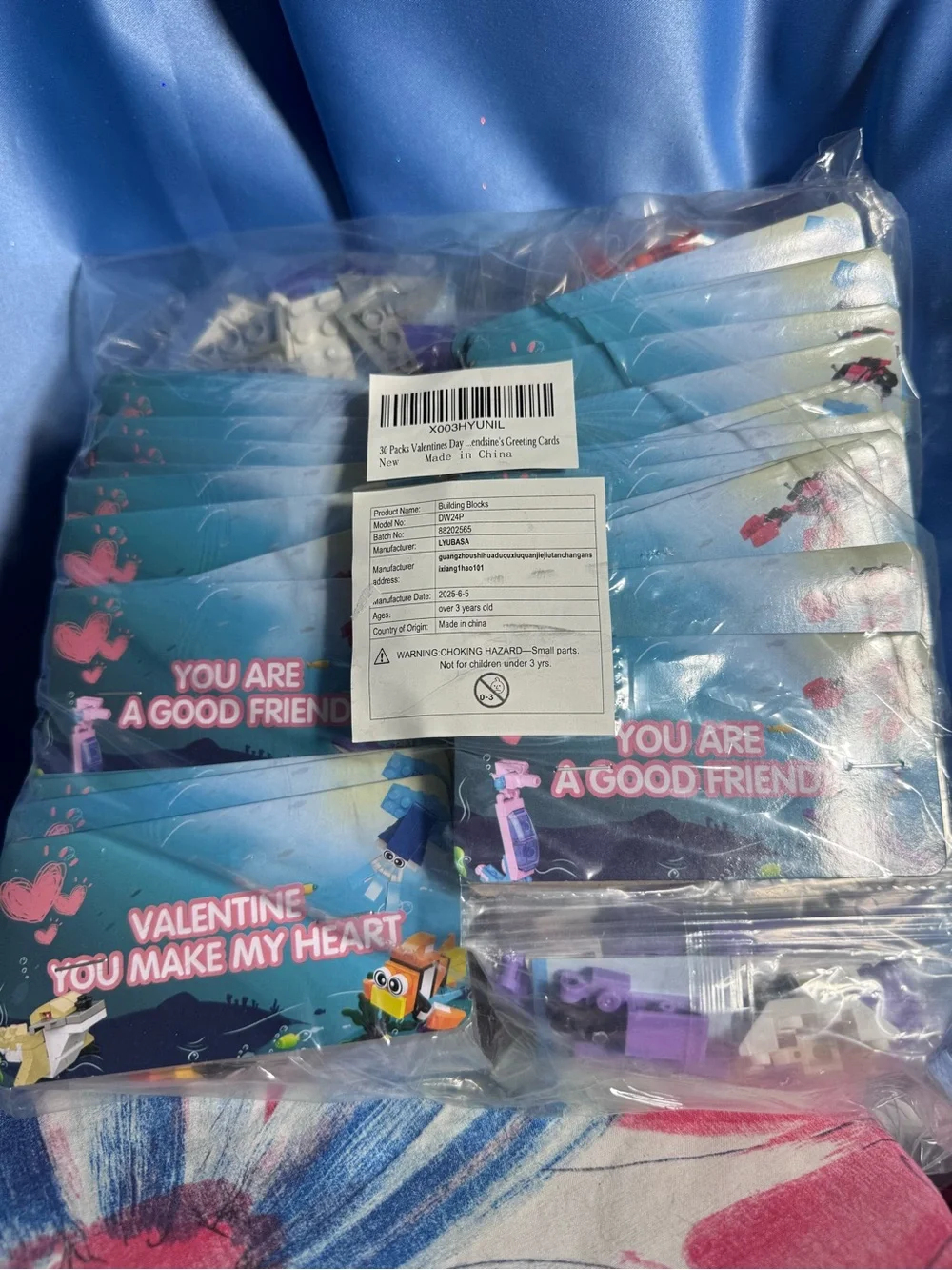 30 Pack Ocean Animal Mini Building Block Sets Valentine Cards Party Favors Kids